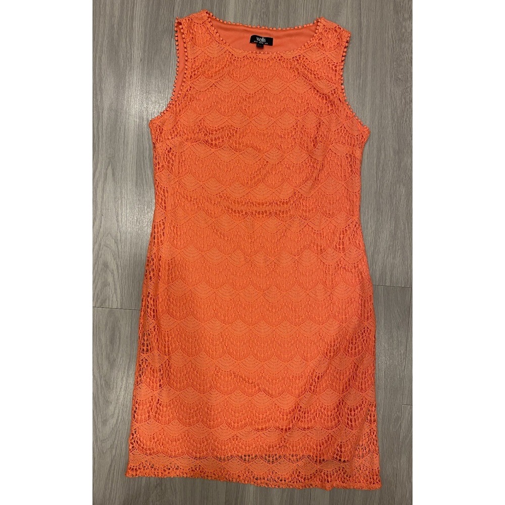WALLIS ❤️ Lovely CORAL‎ Orange  WIGGLE Lace  BALL DRESS SIZE 8